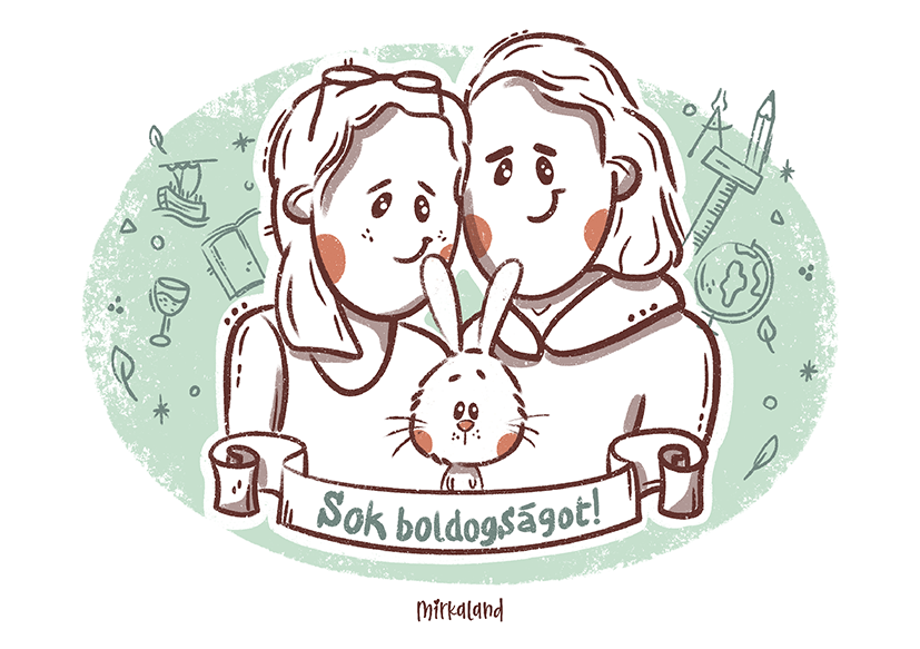 egyedi portré rajz ajándékba, Mirkaland illusztráció