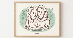 egyedi portré rajz ajándékba, Mirkaland illusztráció