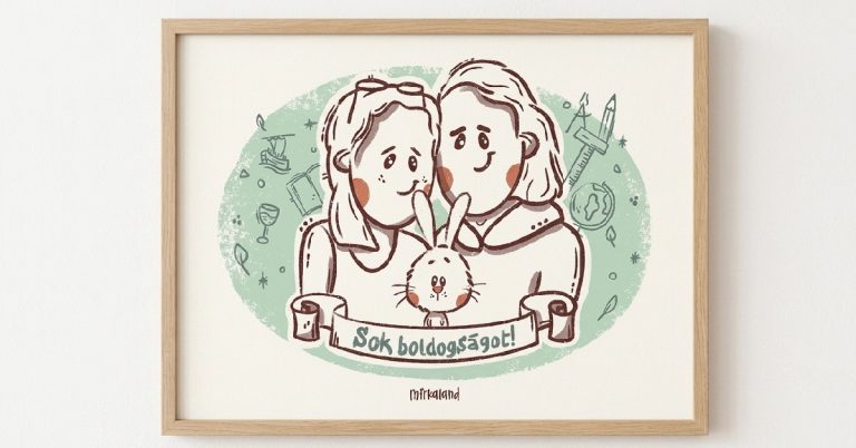 egyedi portré rajz ajándékba, Mirkaland illusztráció